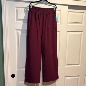 Wide Leg Maroon Pull-On athletic Pants